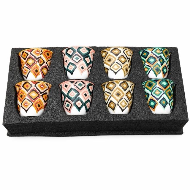 自由奔放に生きる幾何学模様のセラミック カップ 8 個ギフト セット コーヒー ティー用