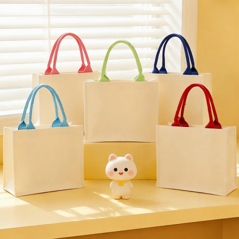 カスタム コントラスト ハンドル キャンバス ギフト トート バッグ