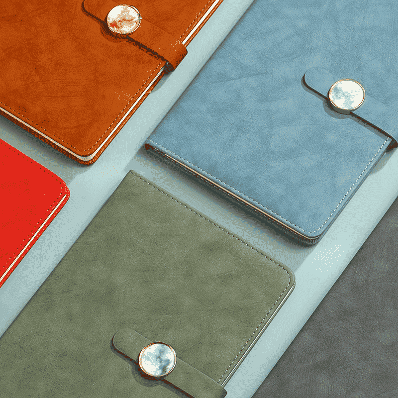 マーブルボタン PU レザー ハードカバー ジャーナル ノートブック