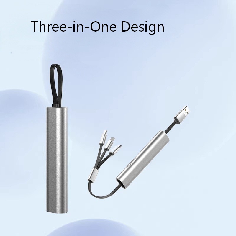 巻き取り式 3 in 1 マルチ USB 充電ケーブル